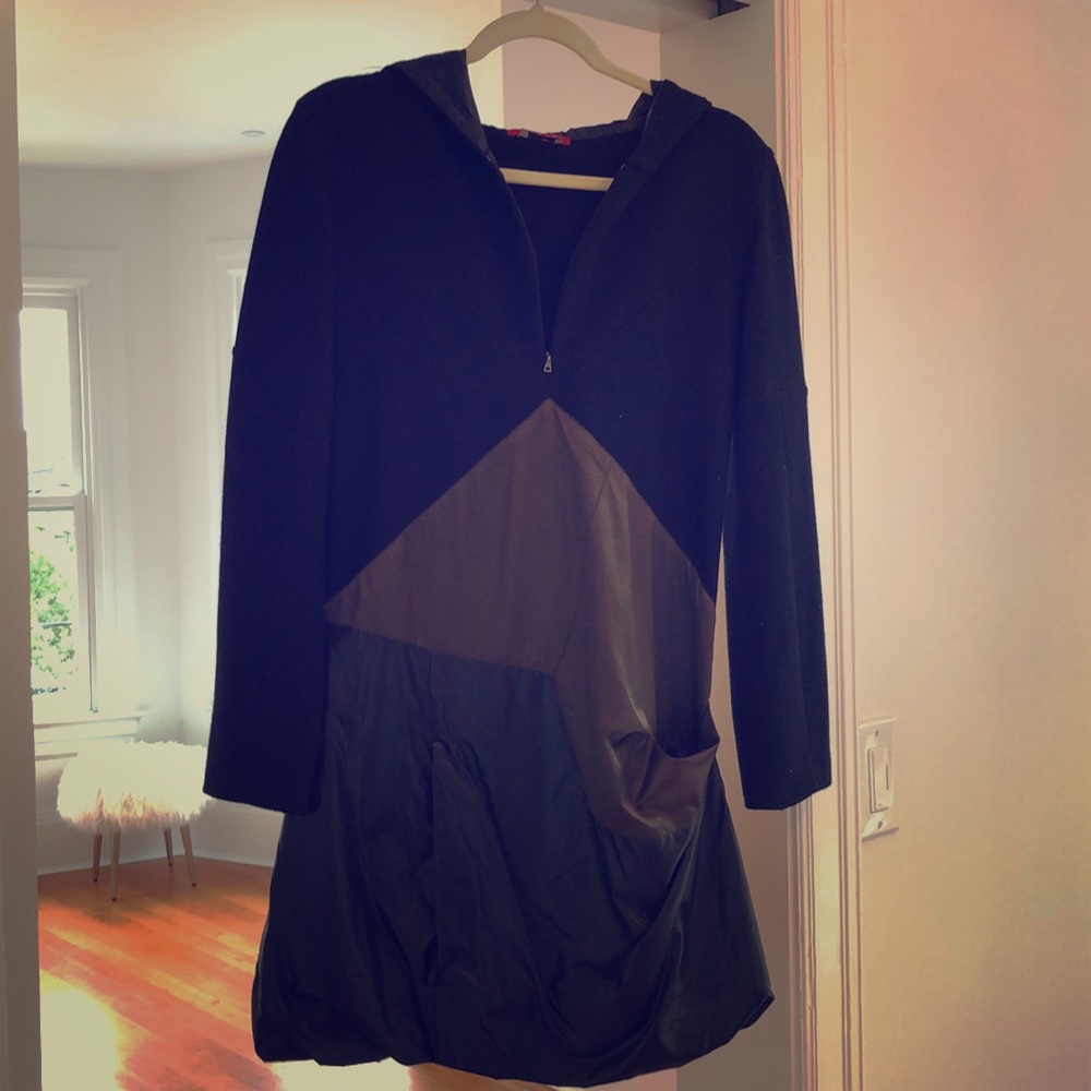 Black wool / cashmere Prada hooded anorak